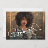 Faire-part Moderne Script Diplômé 3 photo Collage Graduation (Devant)