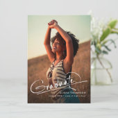 Faire-part Moderne Script Diplômé 3 photo Collage Graduation (Debout devant)