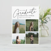 Faire-part Moderne Script Diplômé 9 Photos Graduation (Debout devant)