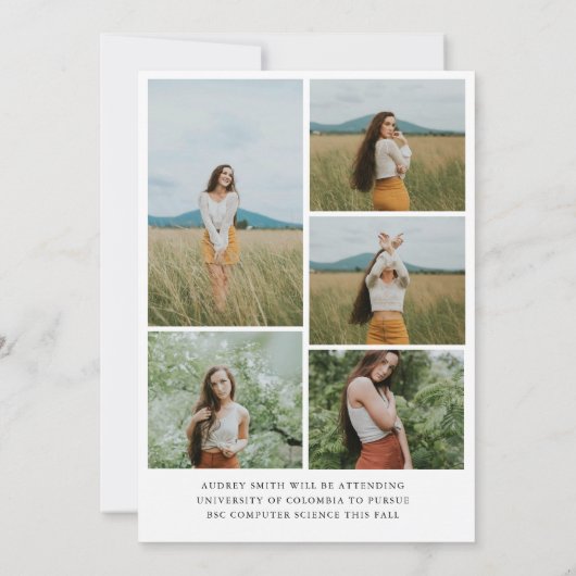 Faire-part Moderne Script Diplômé 9 Photos Graduation (Dos)