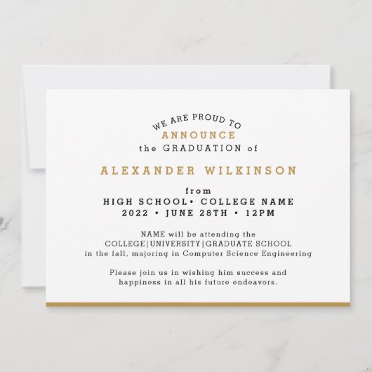 Faire-part Moderne Script Grad Casquette Simple Photo Graduat (Dos)