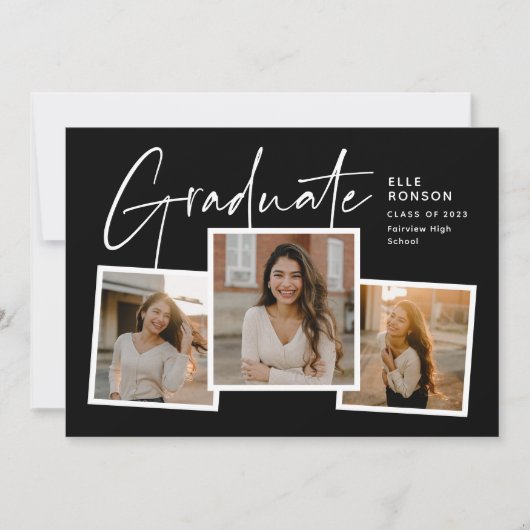 Faire-part Moderne Script Graduate Photo Collage Graduation (Devant)