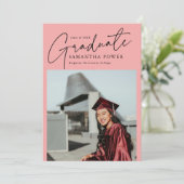 Faire-part Moderne Script Graduate Photo Graduate Géométrique (Debout devant)