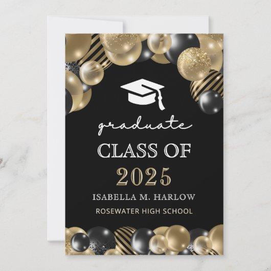 Faire-part Moderne Script Gradué Black Gold (Devant)