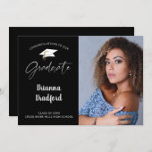 Faire-part Moderne Script Gradué noir (Devant / Derrière)