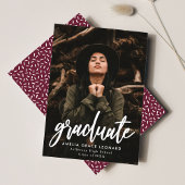 Faire-part Moderne Script Maroon Photo Graduation
