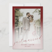 Faire-part Moderne Script Rouge 2-Photos Mariage Mariés (Devant)