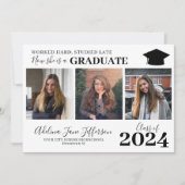 Faire-part Moderne simple citation de graduation diplômé 4 ph (Devant)