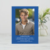 Faire-part Moderne Simple Deep Blue Photo Graduation (Debout devant)