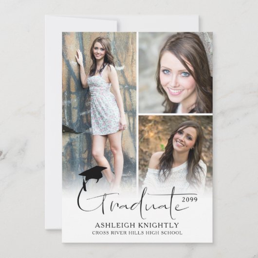 Faire-part Moderne simple écrit à la main Graduate 4 photo (Devant)