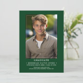 Faire-part Moderne Simple Forest Green Photo Graduation (Debout devant)