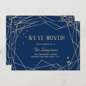 Faire-part Moderne Simple Golden Navy Abstrait Frame Moving (Devant / Derrière)