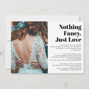 Faire-part Moderne simple juste amour elopement photo mariage