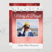 Faire-part Moderne Simple Mini Métallique Rouge Noël Anno (Devant / Derrière)