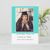 Faire-part Moderne Simple Minimal Aqua Bleu Turquoise A (Debout devant)