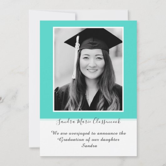 Faire-part Moderne Simple Minimal Aqua Bleu Turquoise A (Dos)