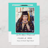 Faire-part Moderne Simple Minimal Aqua Bleu Turquoise A (Devant / Derrière)