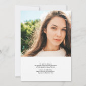 Faire-part Moderne simple noir blanc 2 photos graduation (Dos)