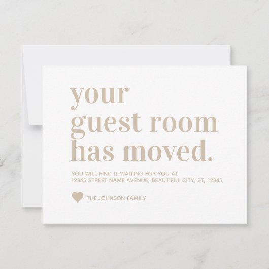 Faire-part Moderne Simple Nous avons déménagé Chambre d'hôtes (Devant)