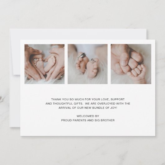 Faire-part Moderne Simple Photo Collage Bébé Garçon Naissance (Dos)