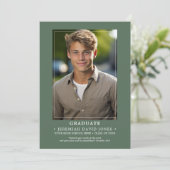 Faire-part Moderne Simple Sage Green Photo Graduation (Debout devant)