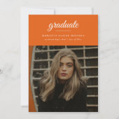 Faire-part Moderne Simple Script Deux Photo Orange Graduation (Devant)