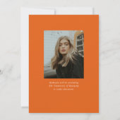 Faire-part Moderne Simple Script Deux Photo Orange Graduation (Dos)