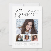 Faire-part Moderne Simple Unique Encre Script Graduate 4 Phot (Devant)
