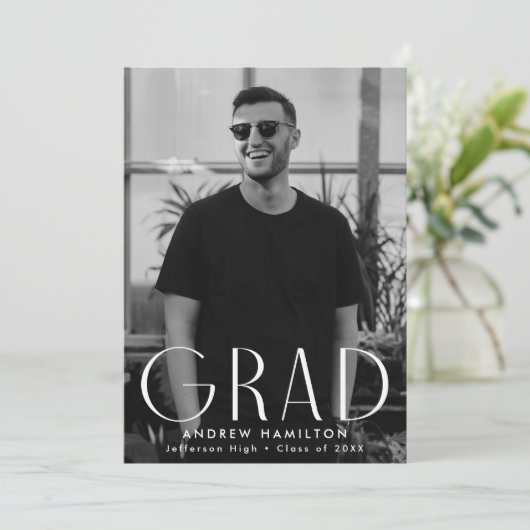 Faire-part Moderne Simplicité Photo Graduation (Debout devant)