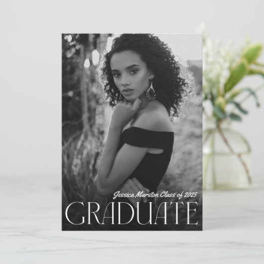 Faire-part Moderne Simplicité Photo Graduation (Debout devant)