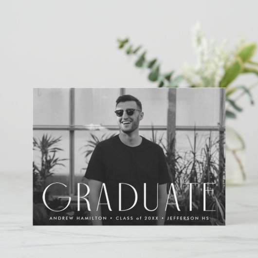Faire-part Moderne Simplicité Photo Graduation (Debout devant)