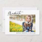 Faire-part Moderne Stylish Calligraphie Encre Graduation (Devant)
