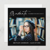 Faire-part Moderne Stylish Calligraphie Encre Script Graduati (Devant / Derrière)