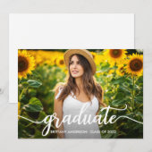 Faire-part Moderne tendance calligraphie Photo Graduation (Devant / Derrière)