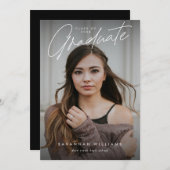 Faire-part Moderne tendance Script simple Deux diplômes photo (Devant / Derrière)