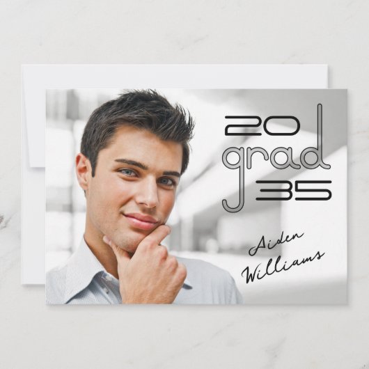 Faire-part Moderne tendance Transparent High Tech Photo Grad (Devant)