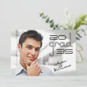 Faire-part Moderne tendance Transparent High Tech Photo Grad (Debout devant)