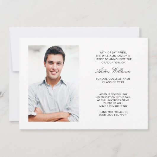 Faire-part Moderne tendance Transparent High Tech Photo Grad (Dos)