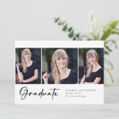 Faire-part Moderne trois script photo de police diplômés (Debout devant)