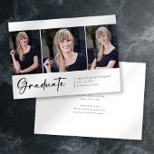 Faire-part Moderne trois script photo de police diplômés