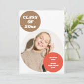 Faire-part Moderne Unique Rétro Apesthétique Photo Graduation (Debout devant)