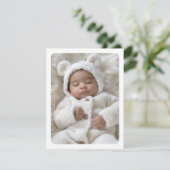 Faire-part moderne vert vert blanc nouveau bébé photo de nais (Debout devant)