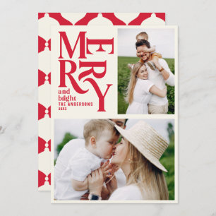 Faire-part Moderne vintage rétro Chritsmas photo rouge