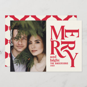 Faire-part Moderne vintage rétro Chritsmas rouge vacances