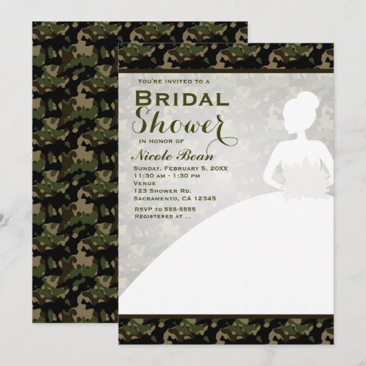Faire-part modernes de mariée camouflage pour la d (Devant / Derrière)