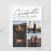 Faire-part Modernisation Script Graduate 3 Photos Graduation (Devant)