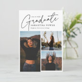 Faire-part Modernisation Script Graduate 3 Photos Graduation (Debout devant)