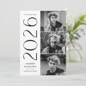 Faire-part Modernité et Simplicité 3 Photos Remise de diplôme (Debout devant)