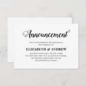 Faire-part Modification des plans Reprogrammé Mariage Script  (Devant / Derrière)