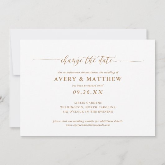 Faire-part Modifier La Date Photo Minimale Moderne Calligraph (Dos)